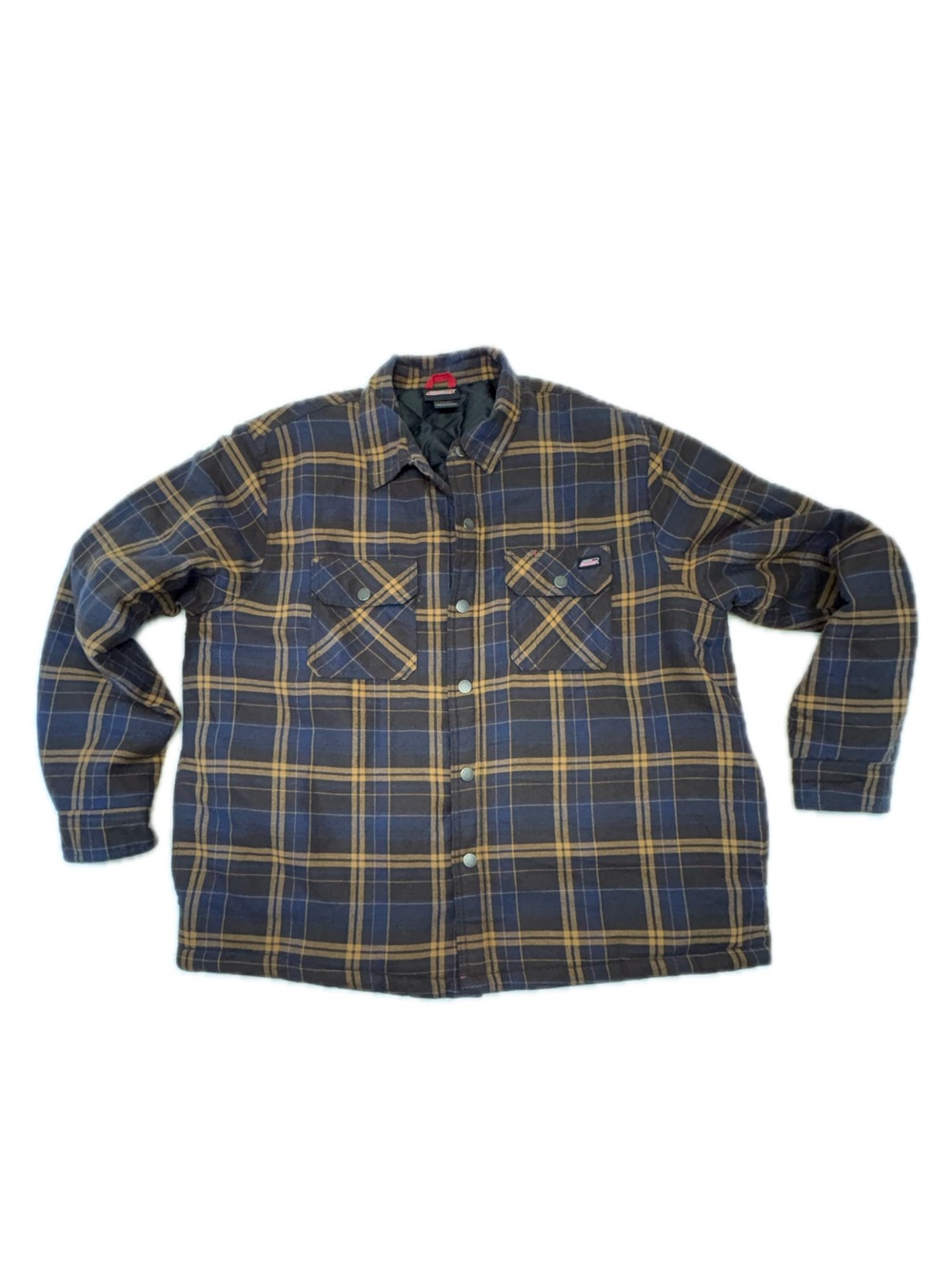 Genuine Dickies Quilted Lined Flannel Shirt Jacket Plaid Blue Brown Men's 2XL
